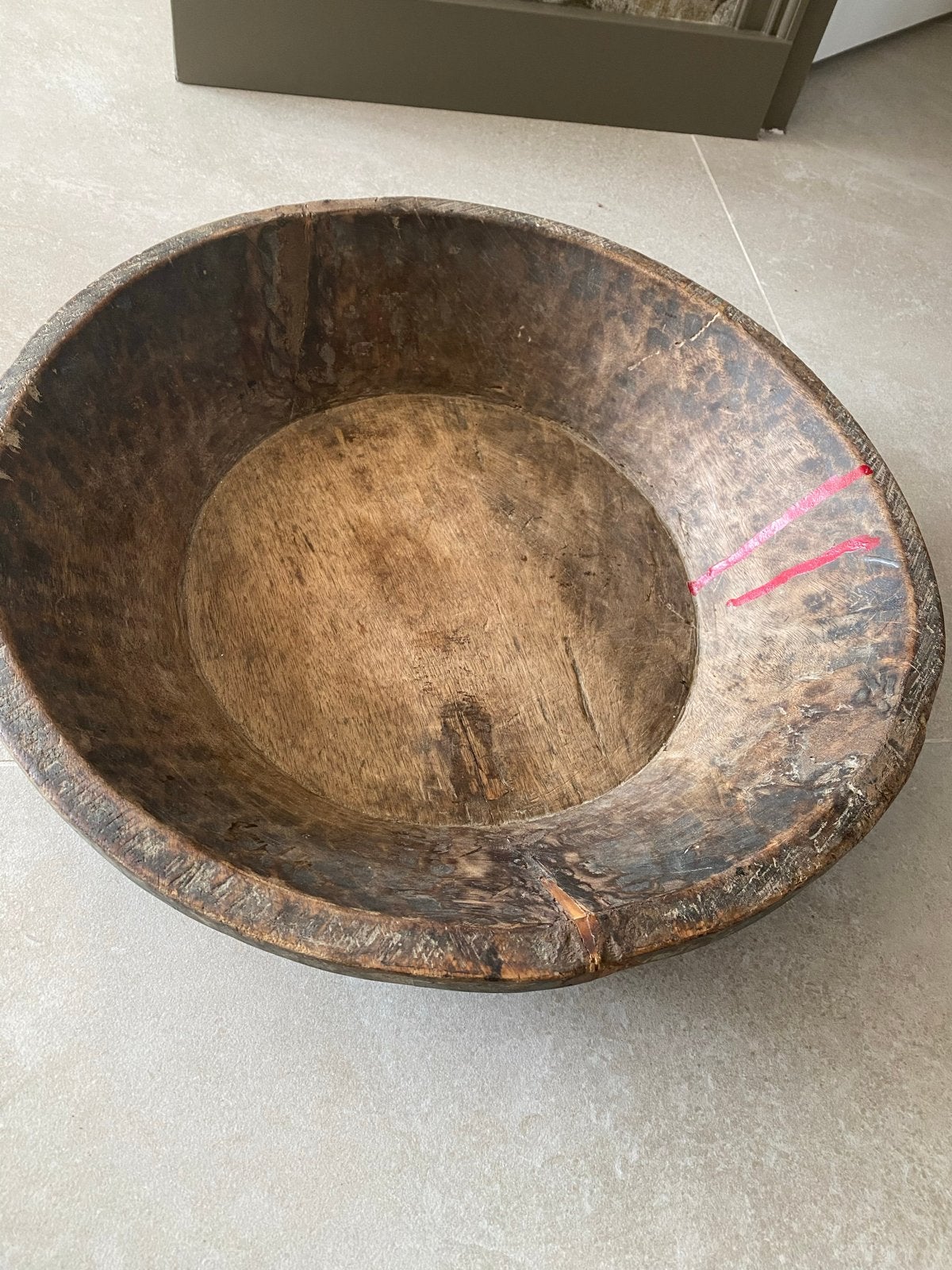 Oude Robuuste Houten Schaal - Landelijk & Sober, Ophalen of Verzenden, Rond, Hout