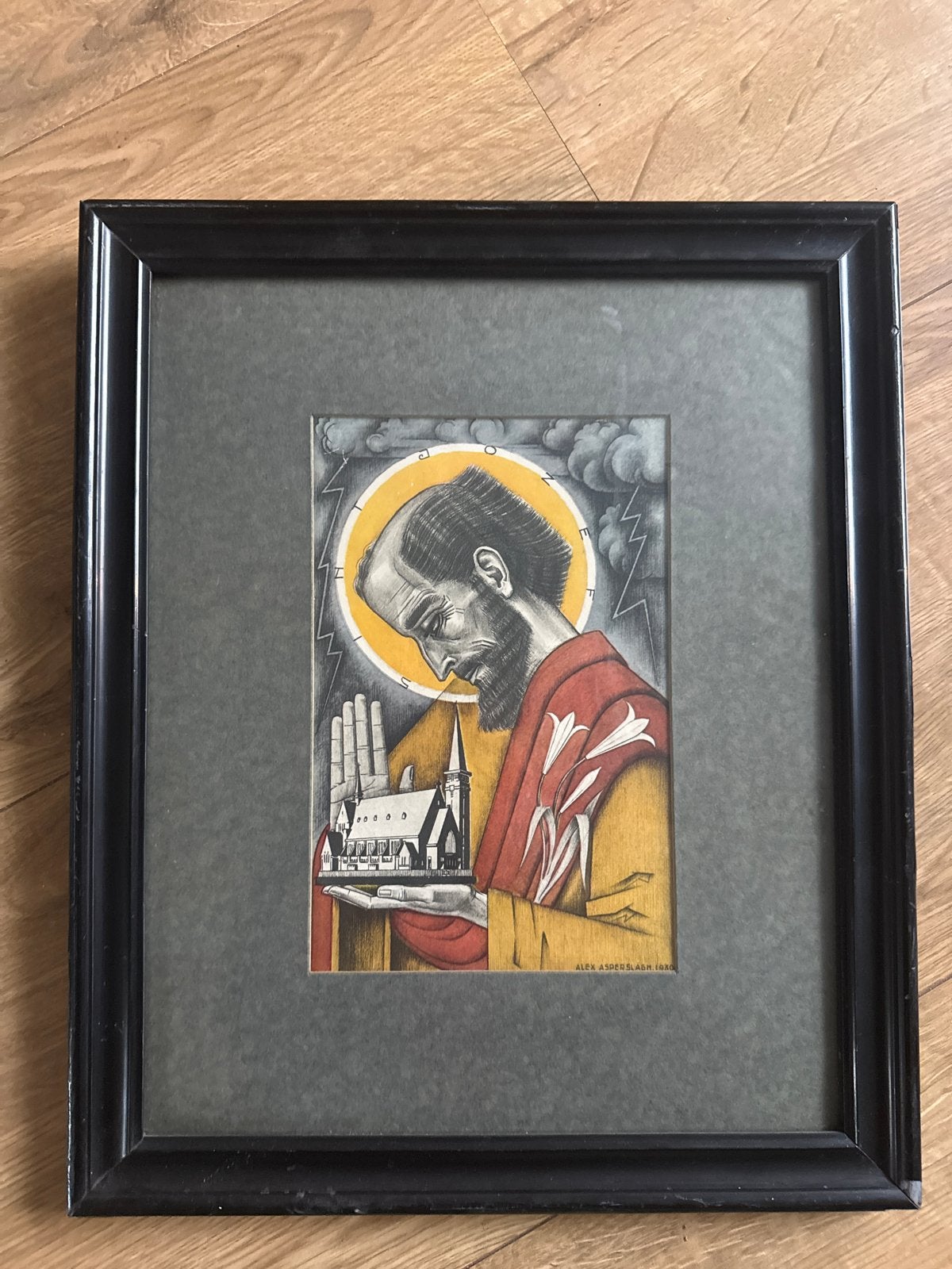 Alex Asperslagh - Religieuze voorstelling (1930), Ophalen, Ingelijst, Religie, Lithografie
