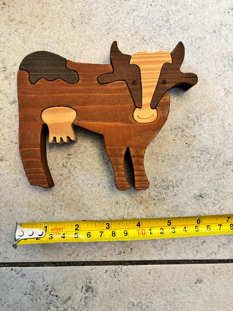 Houten Koe Puzzel - Educatief Speelgoed, 2 tot 4 jaar, Gebruikt, Ophalen of Verzenden, Van hout