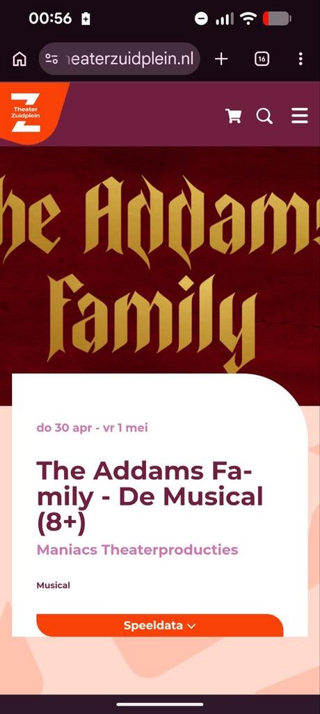 3 tickets The Addams family de musical, Drie personen of meer