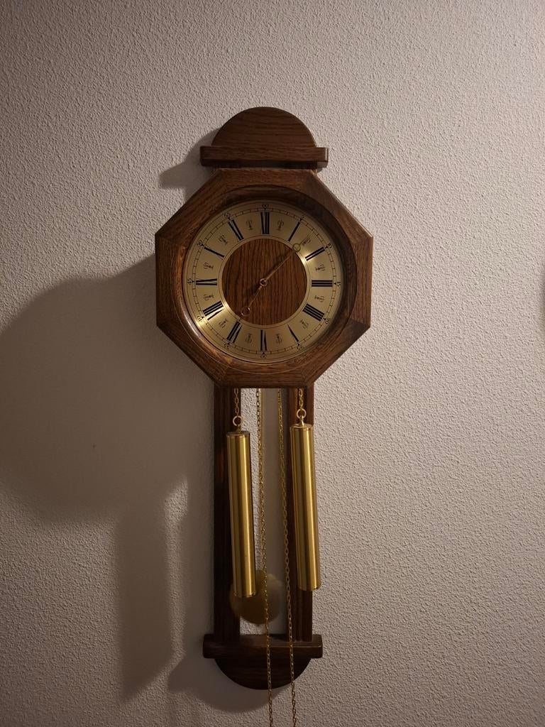 Jeka Eikenhouten Wandklok met Slinger en Gewichten, Antiek en Kunst, Ophalen