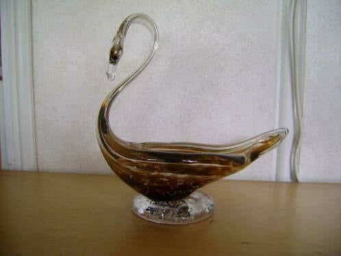 Prachtige zwaan van wit en bruin glas.Hisslinger Rattenberg, Ophalen of Verzenden, Zo goed als nieuw