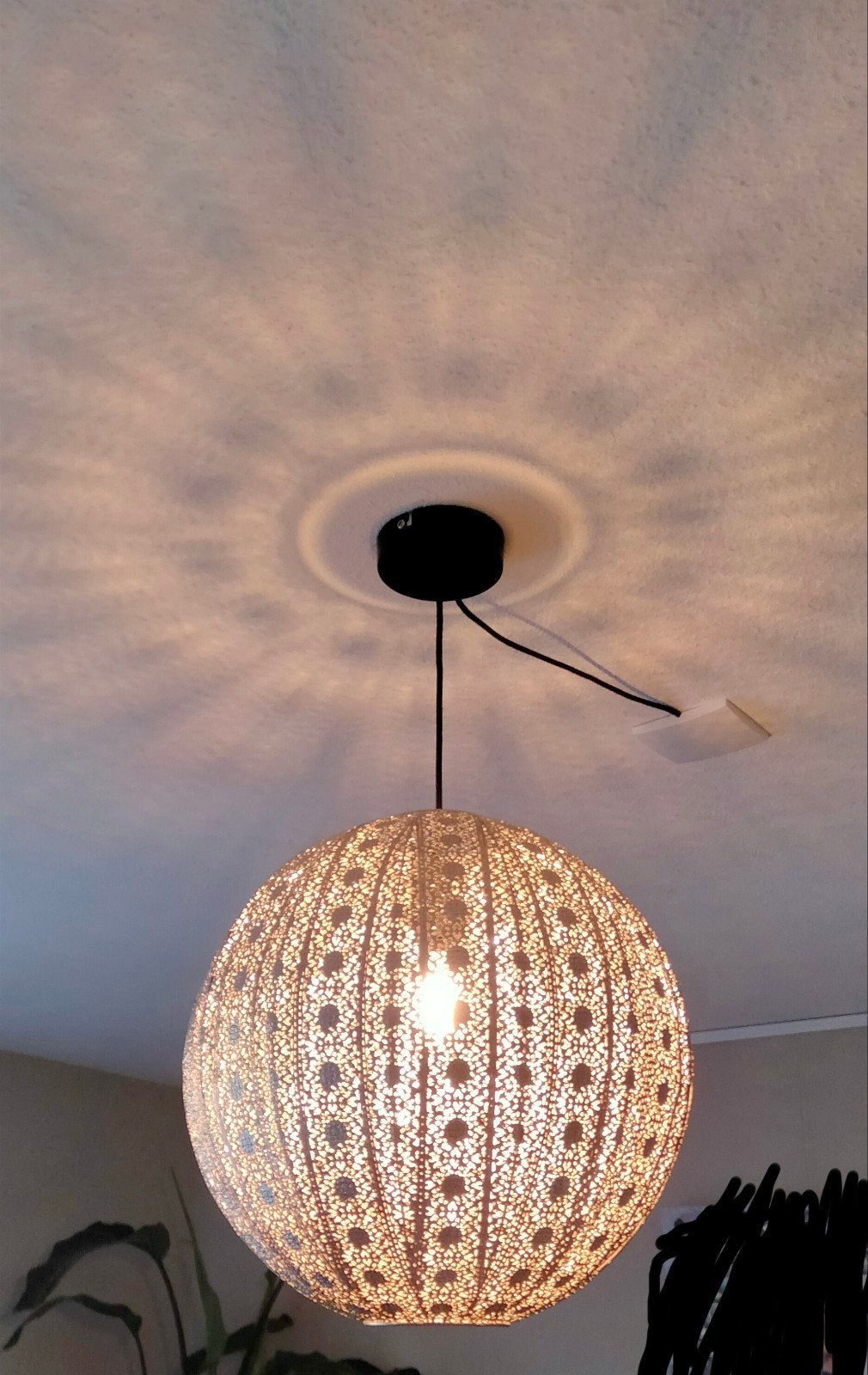 hanglamp Aisha gamma zilver rond filagrain, Ophalen of Verzenden, Zo goed als nieuw, Metaal, E27 (groot)