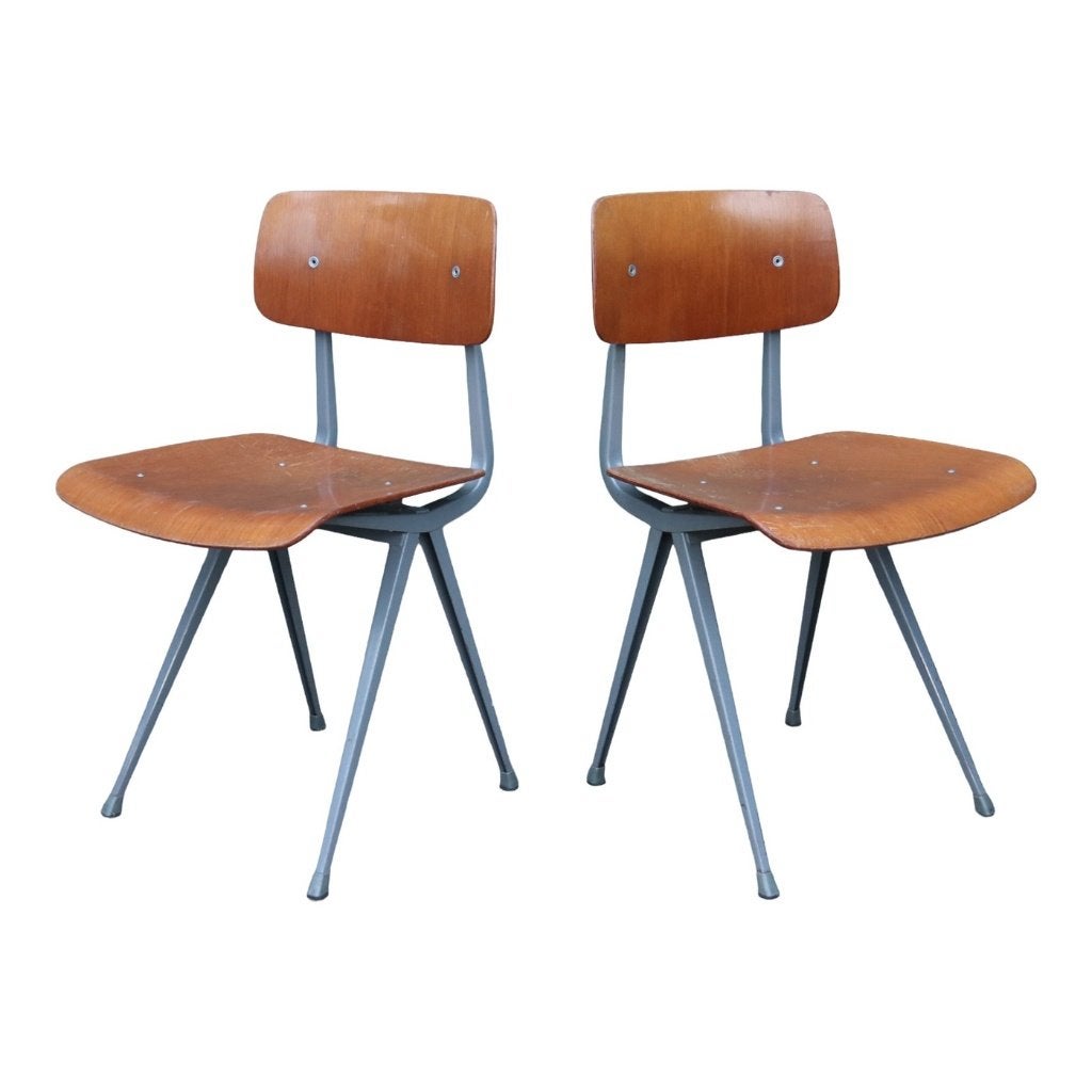Friso Kramer Result stoelen Ahrend de Cirkel grijs - set 2, Huis en Inrichting, Ophalen, Industrieel, mid-century, Gebruikt, Twee