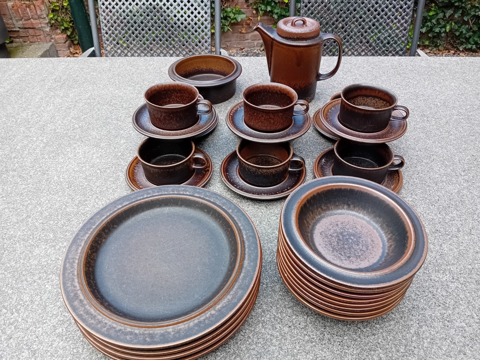 Arabia Ruska Servies puntgaaf design Ulla Procopé, Ophalen of Verzenden