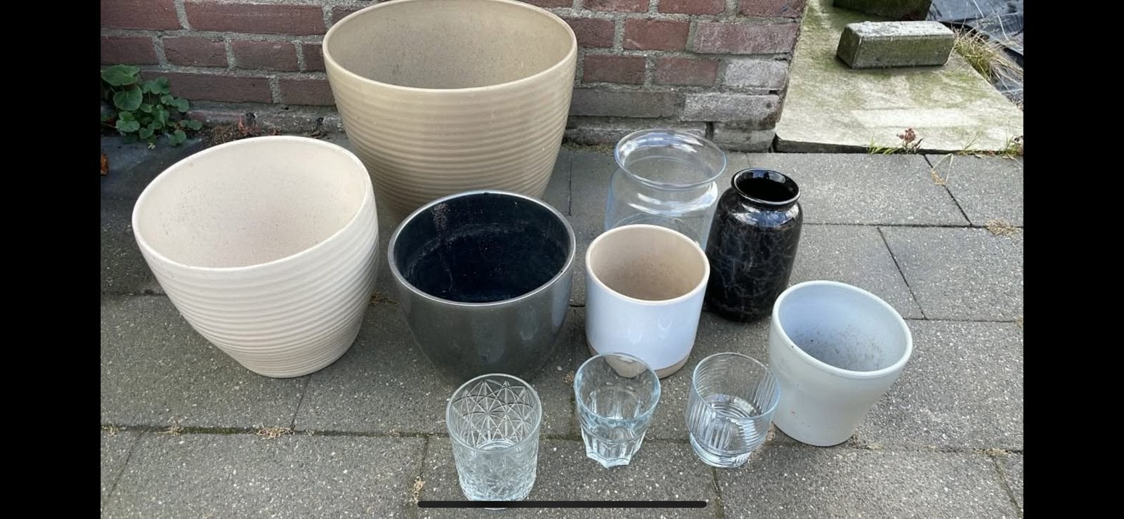 Diverse binnen bloempotten, vaasjes, waxinelicht houders, Tuin en Terras, Ophalen, Rond, Binnen, Zo goed als nieuw