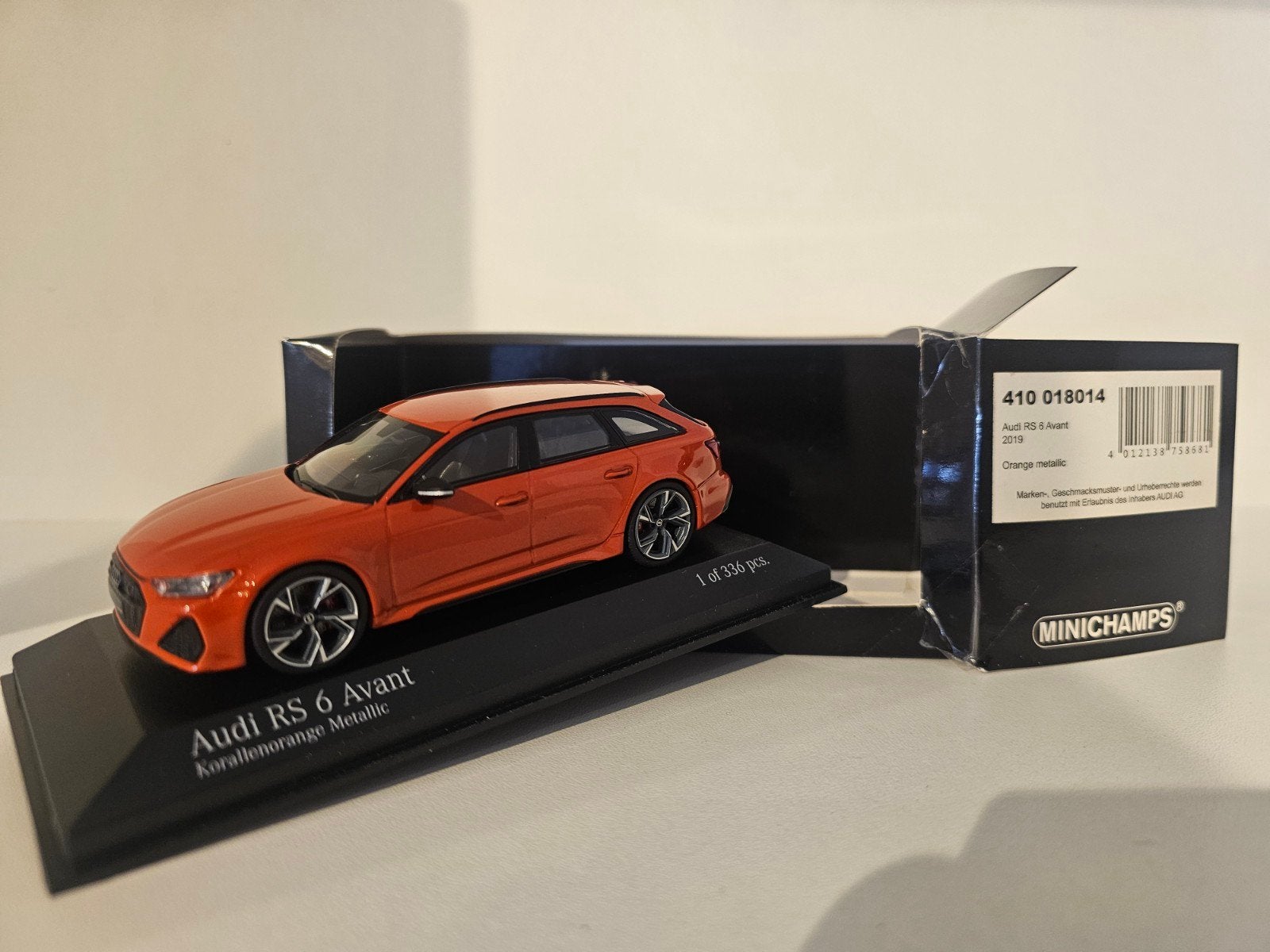 Minichamps Audi RS6 Avant 2019 Oranje 1:43, Ophalen of Verzenden, Zo goed als nieuw, Auto