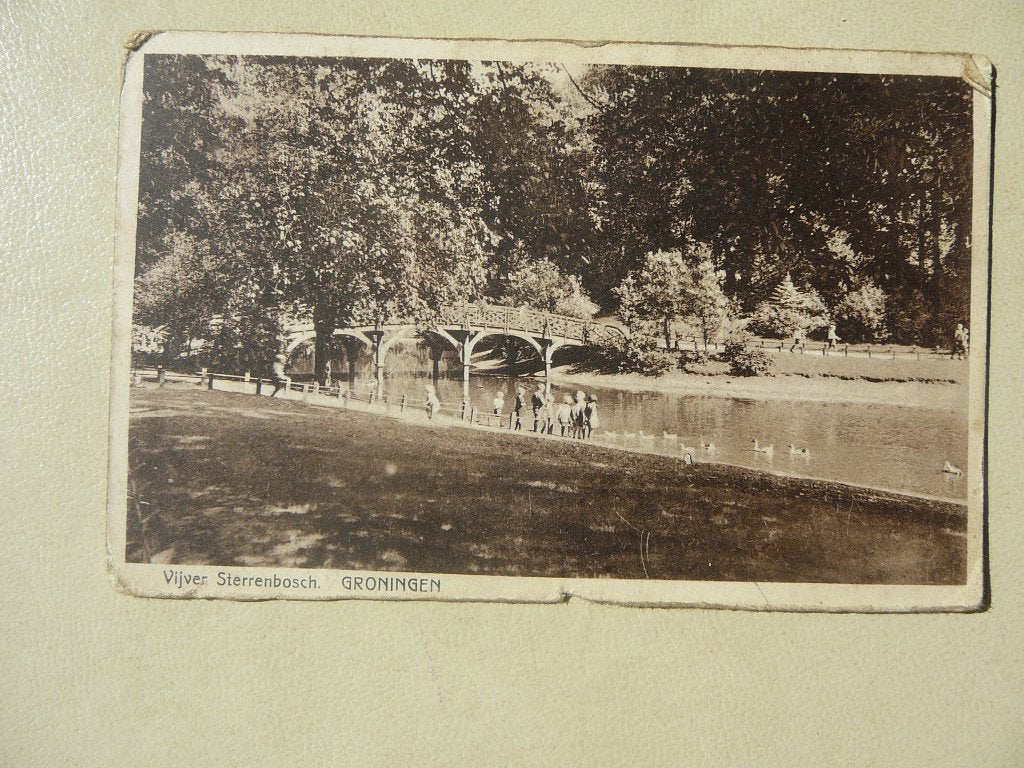 Groningen. Vijver Sterrenbosch, Ophalen of Verzenden, 1920 tot 1940, Gelopen, Groningen