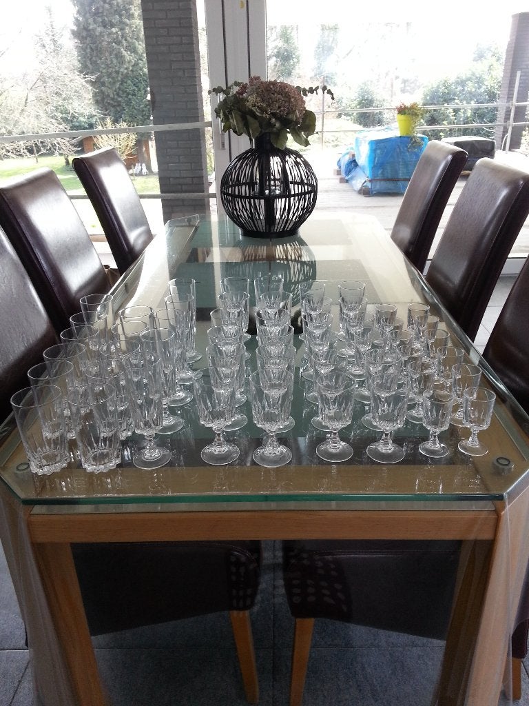 Kristallen glasservies (nieuw) 49 delig, Ophalen of Verzenden