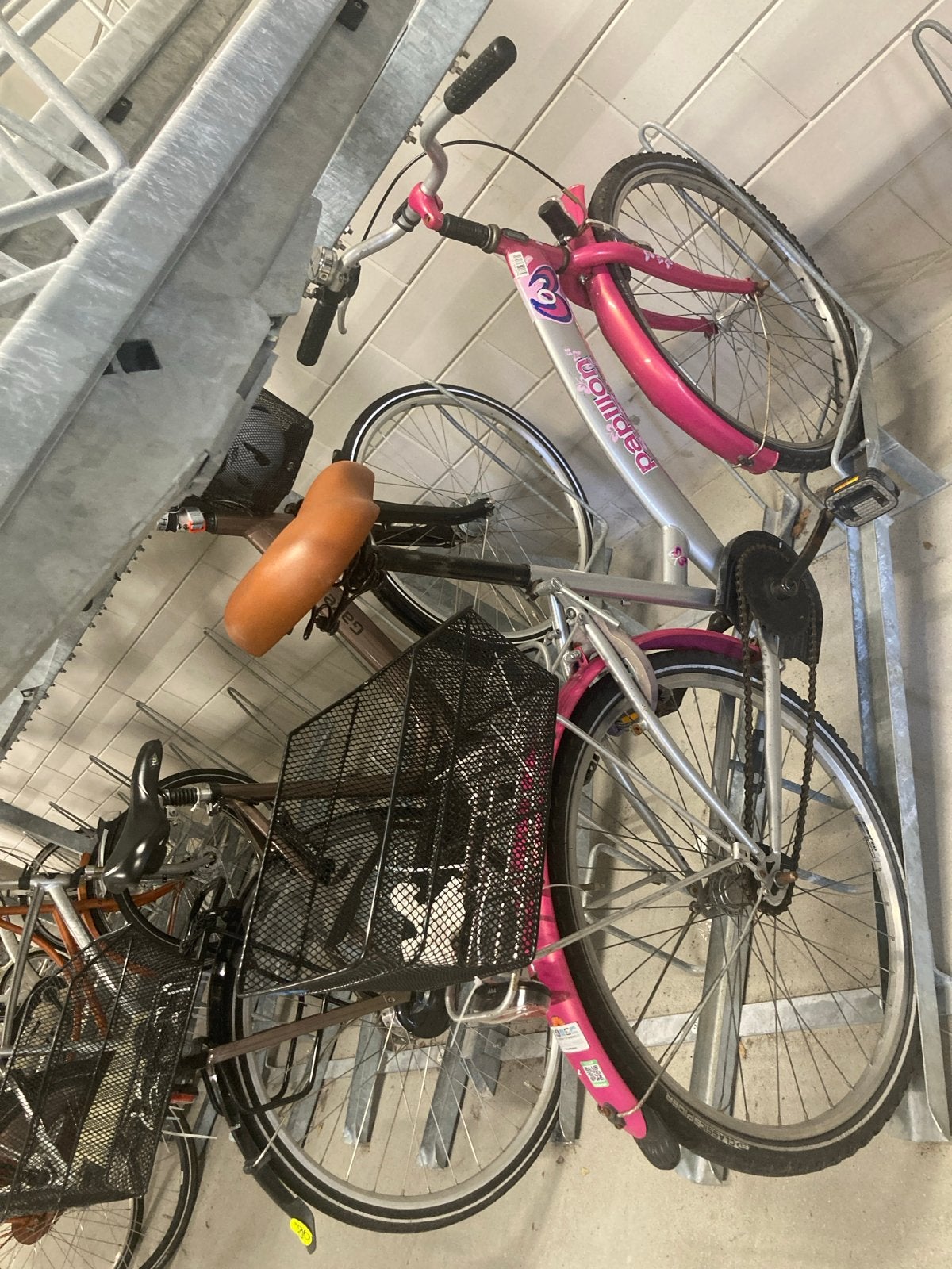 Roze Papillion damesfiets met mandje, Overige merken, Gebruikt, Velgrem, Versnellingen