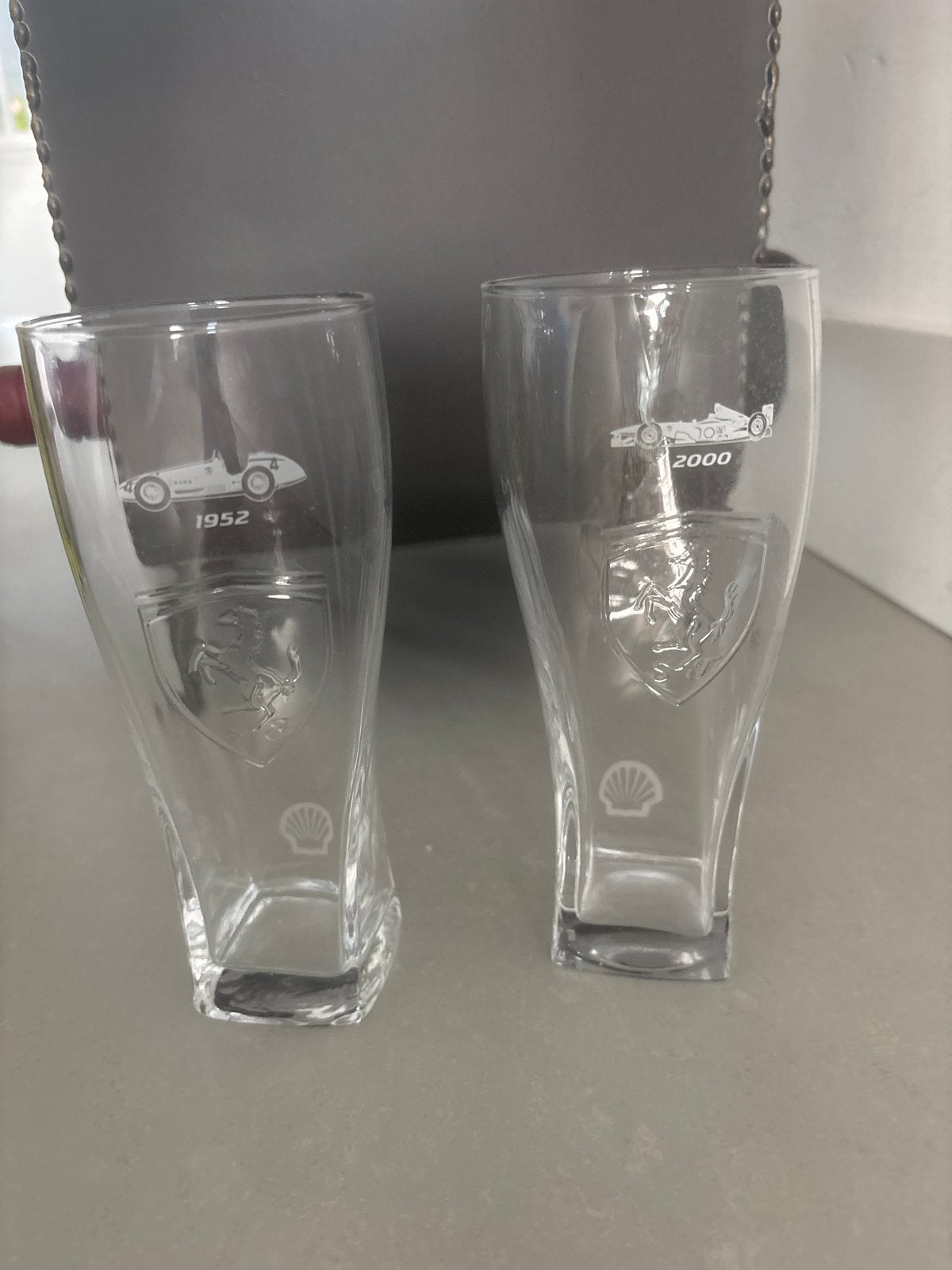 Set van 2 Ferrari Shell bierglas glazen - 1952 en 2000, Ophalen of Verzenden, Zo goed als nieuw, Overige merken, Glas