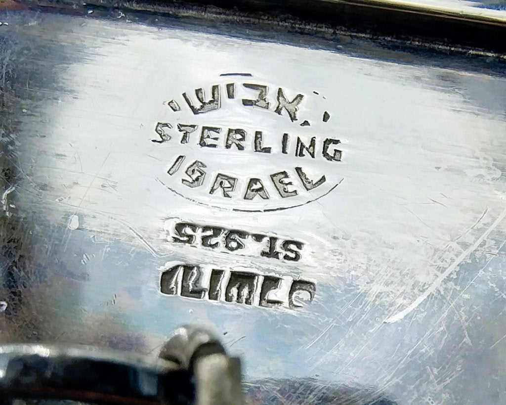Zilveren wijnfleshouder met eilat stenen, Israël, Antiek en Kunst, Verzenden, Zilver