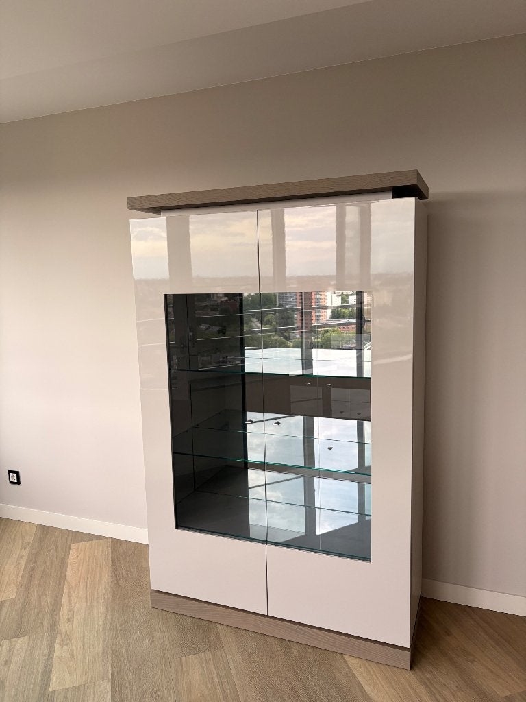 Servies kast, Ophalen, 100 tot 150 cm, Zo goed als nieuw, Modern