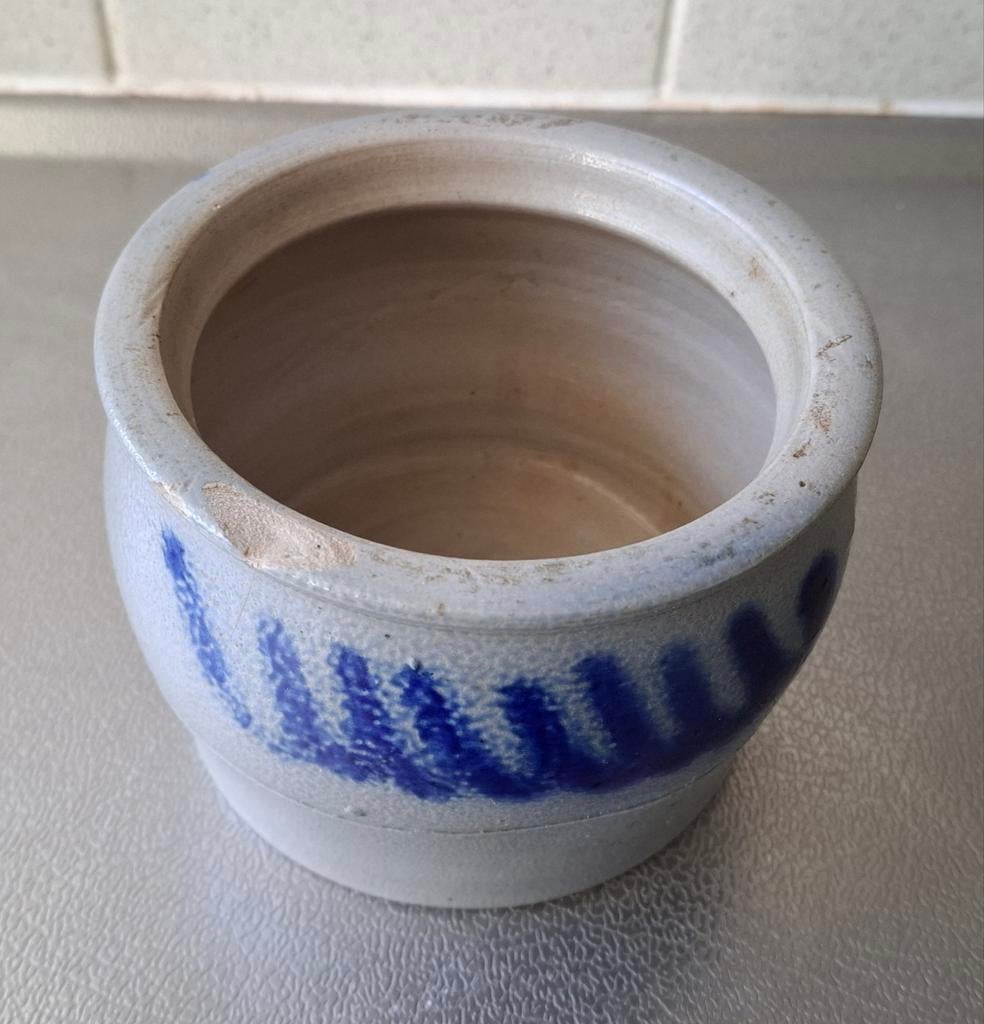 Keulse zoutpot met Blauw Decor, Antiek en Kunst, Ophalen of Verzenden