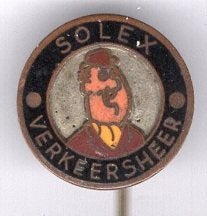 SOLEX verkeersheer koper rijwielen speldje ( G_183), Ophalen of Verzenden, Zo goed als nieuw, Transport, Speldje of Pin
