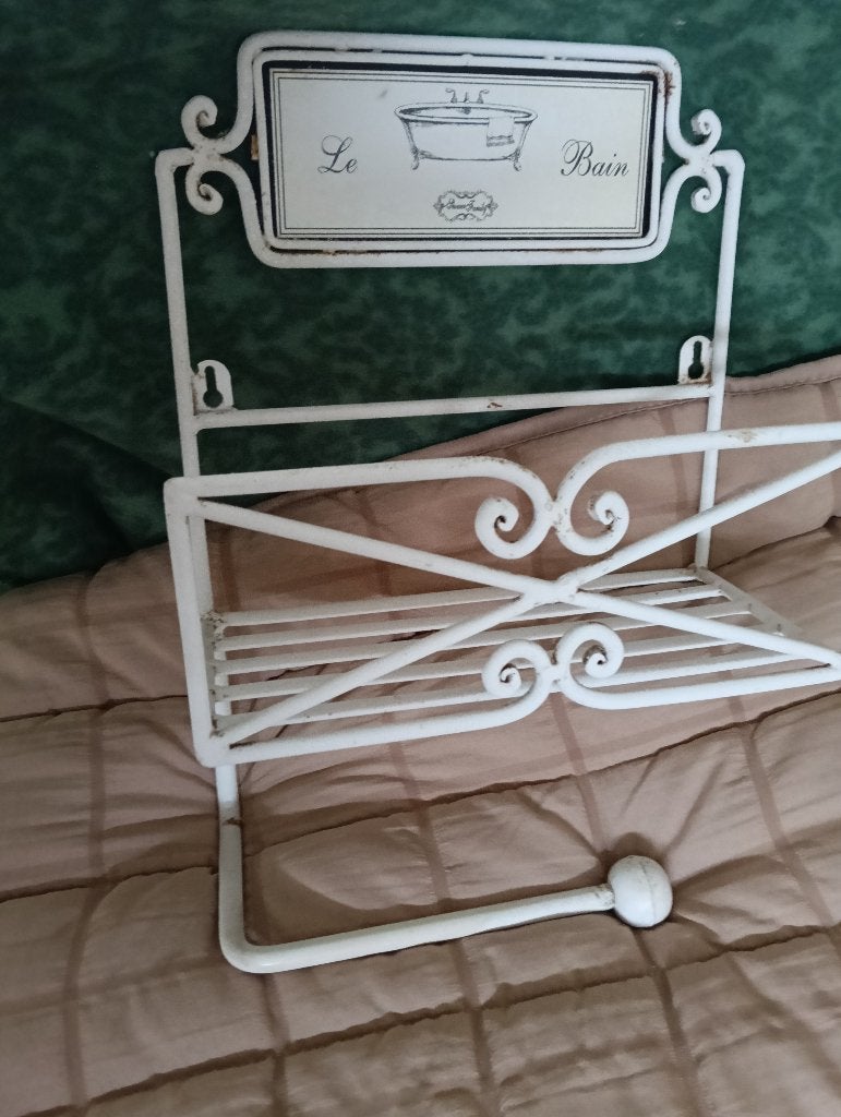 Brocante wc rol houder en handdoeken ring, Ophalen of Verzenden, Zo goed als nieuw