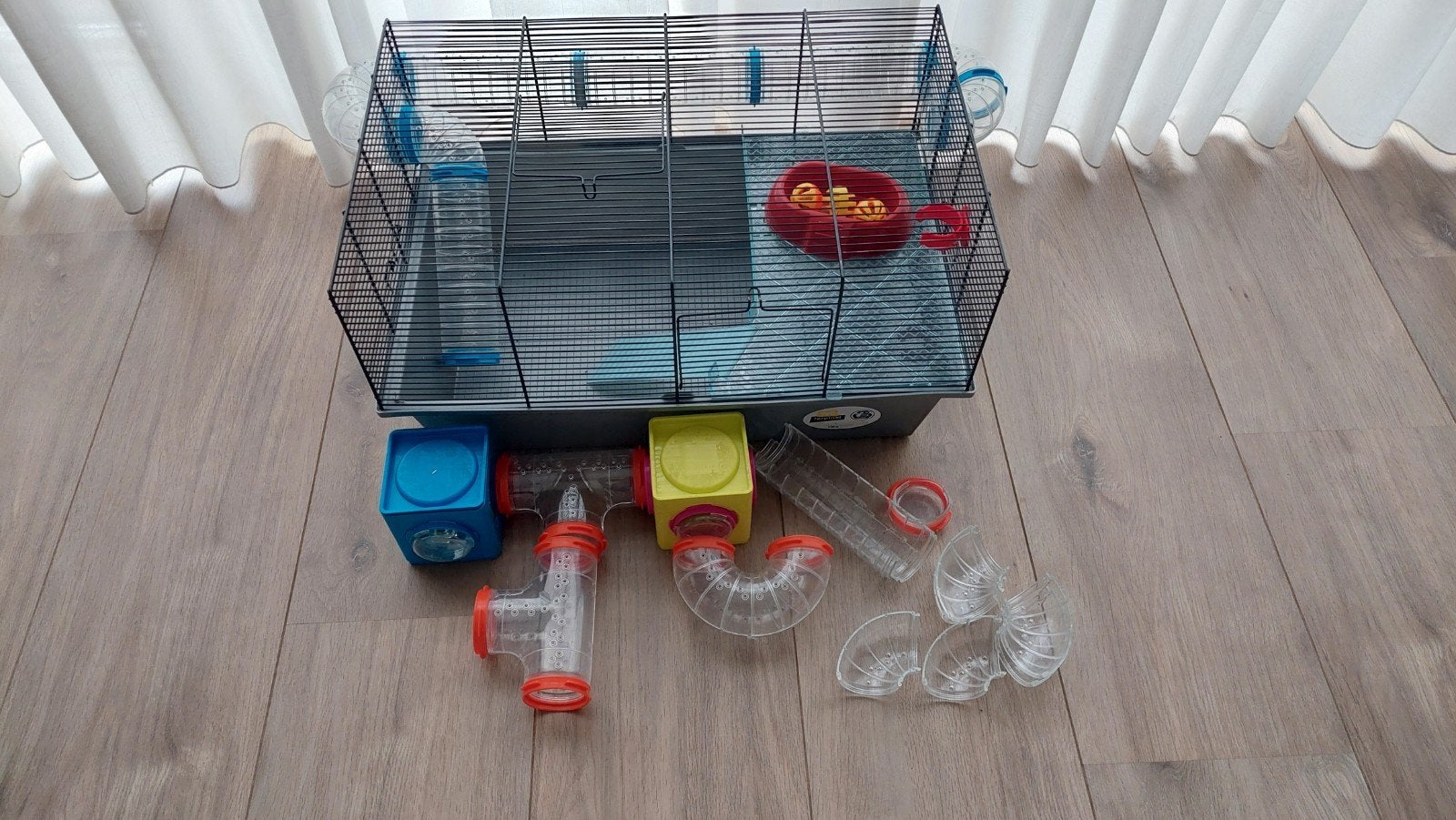 Hamster hok incl tunnel buizen en huisjes, Dieren en Toebehoren, Minder dan 75 cm, Zo goed als nieuw, Ophalen, Minder dan 60 cm