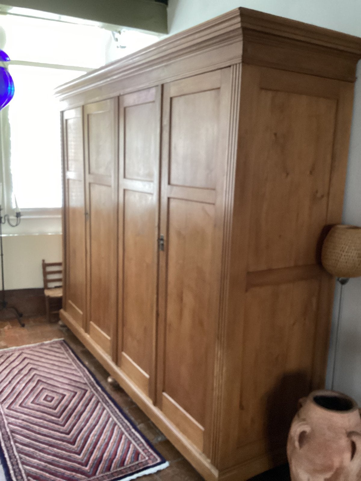 Antieke Massief grenen  kast met paneeldeuren, Huis en Inrichting, Kasten | Kledingkasten, Ophalen, Gebruikt, 200 cm of meer, 50 tot 100 cm