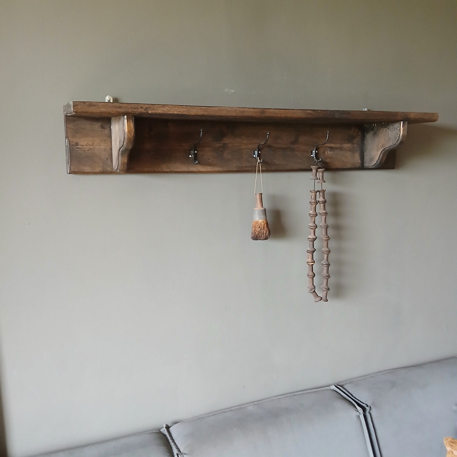 Landelijke en sobere houten kapstok 120cm, Huis en Inrichting, Woonaccessoires | Wandplanken en Boekenplanken, Ophalen, Zo goed als nieuw