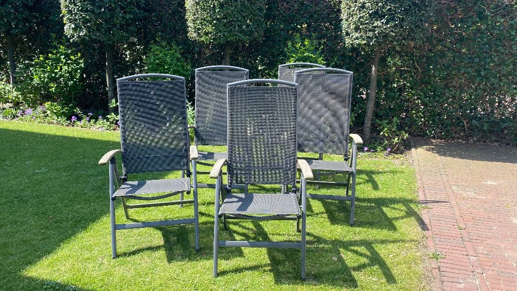 5x verstelbare tuinstoel / standenstoel Del Mundo, Ophalen, Gebruikt, Aluminium, Verstelbaar