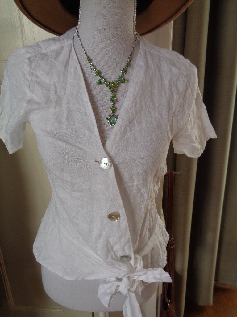 H&M linnen blouse:mt 34, H&M, Wit, Ophalen of Verzenden, Zo goed als nieuw
