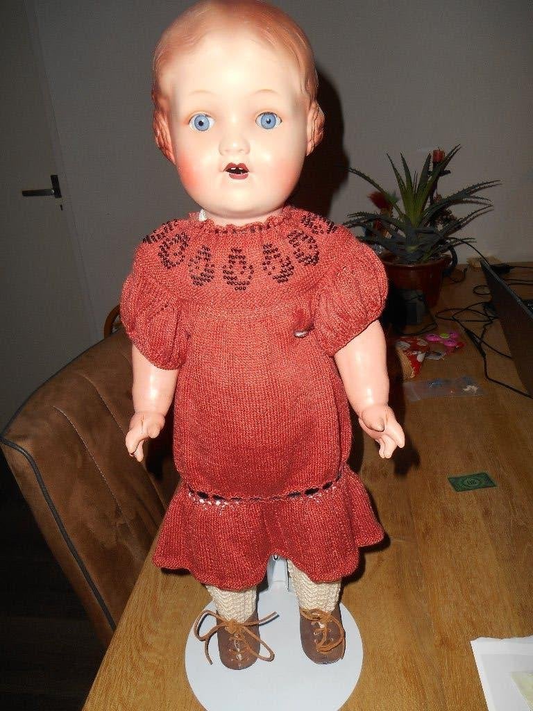 prachtige antieke pop AM 1930 55cm, Ophalen of Verzenden