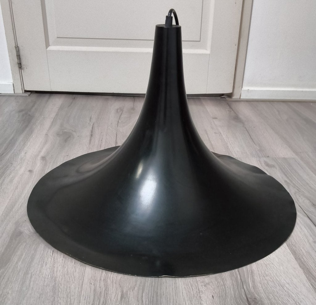 vintage "Heksenhoed" of trompet hanglamp, zwart, Ophalen, Kunststof