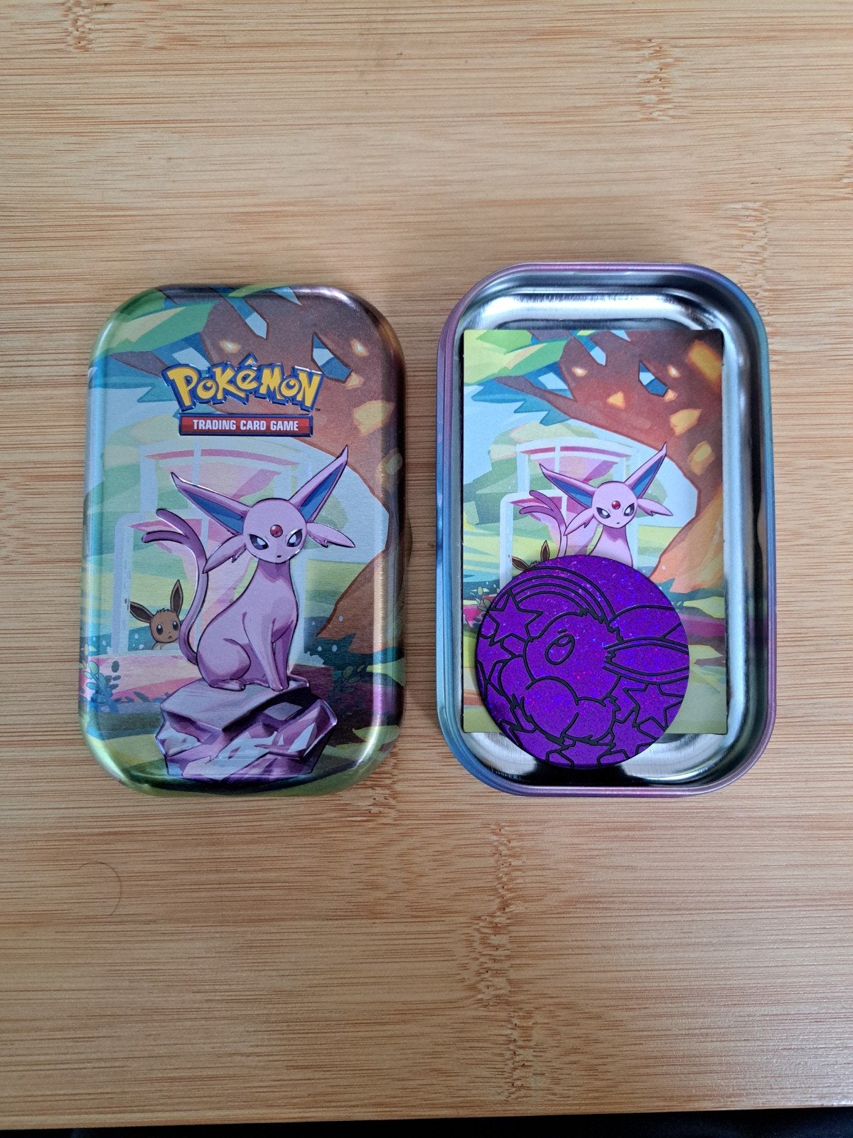 Espeon mini tin met Eevee munt, Ophalen of Verzenden, Zo goed als nieuw, Overige typen