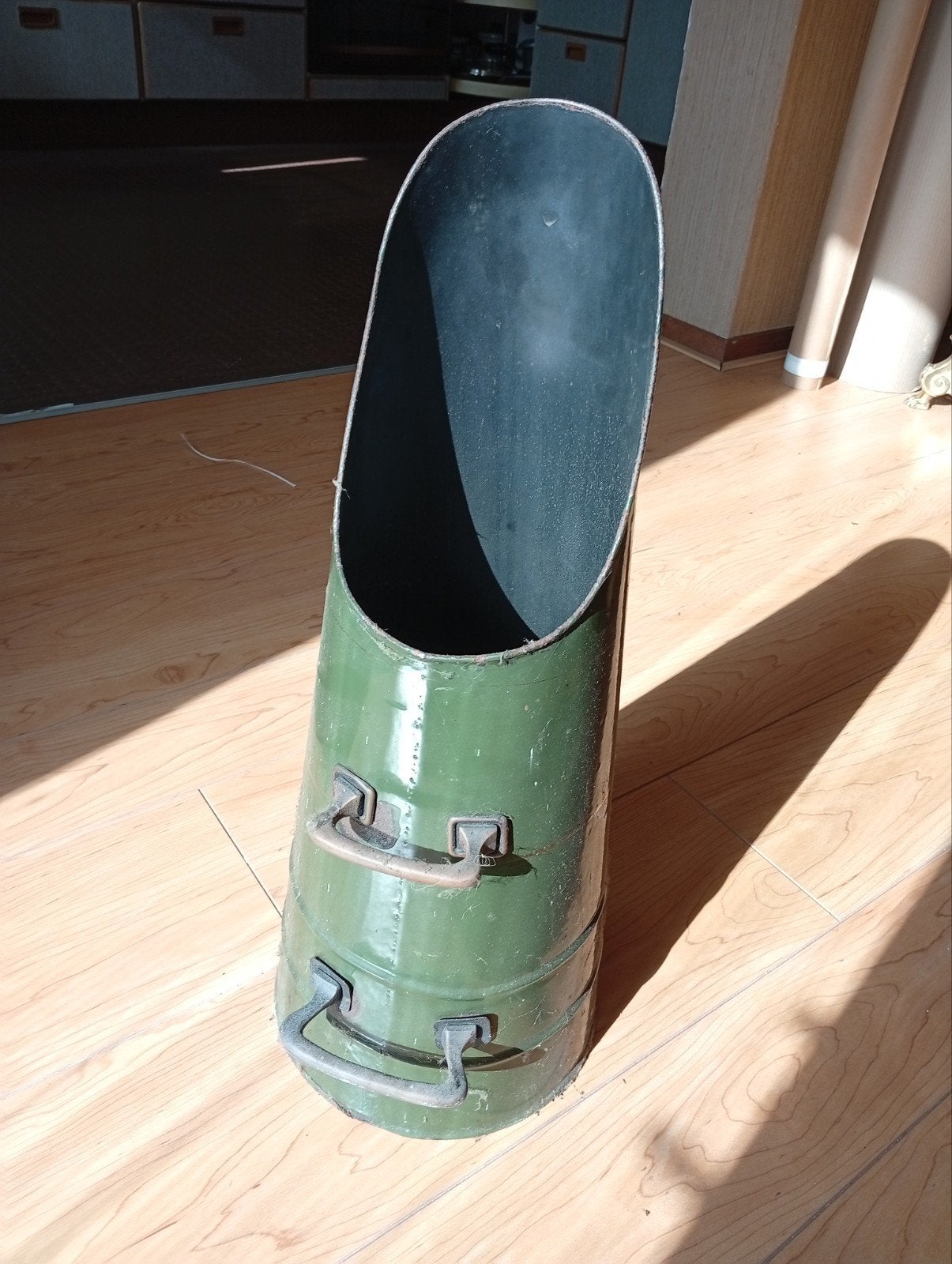 Vintage kolenemmer/kolenkit - Groen metaal, Ophalen