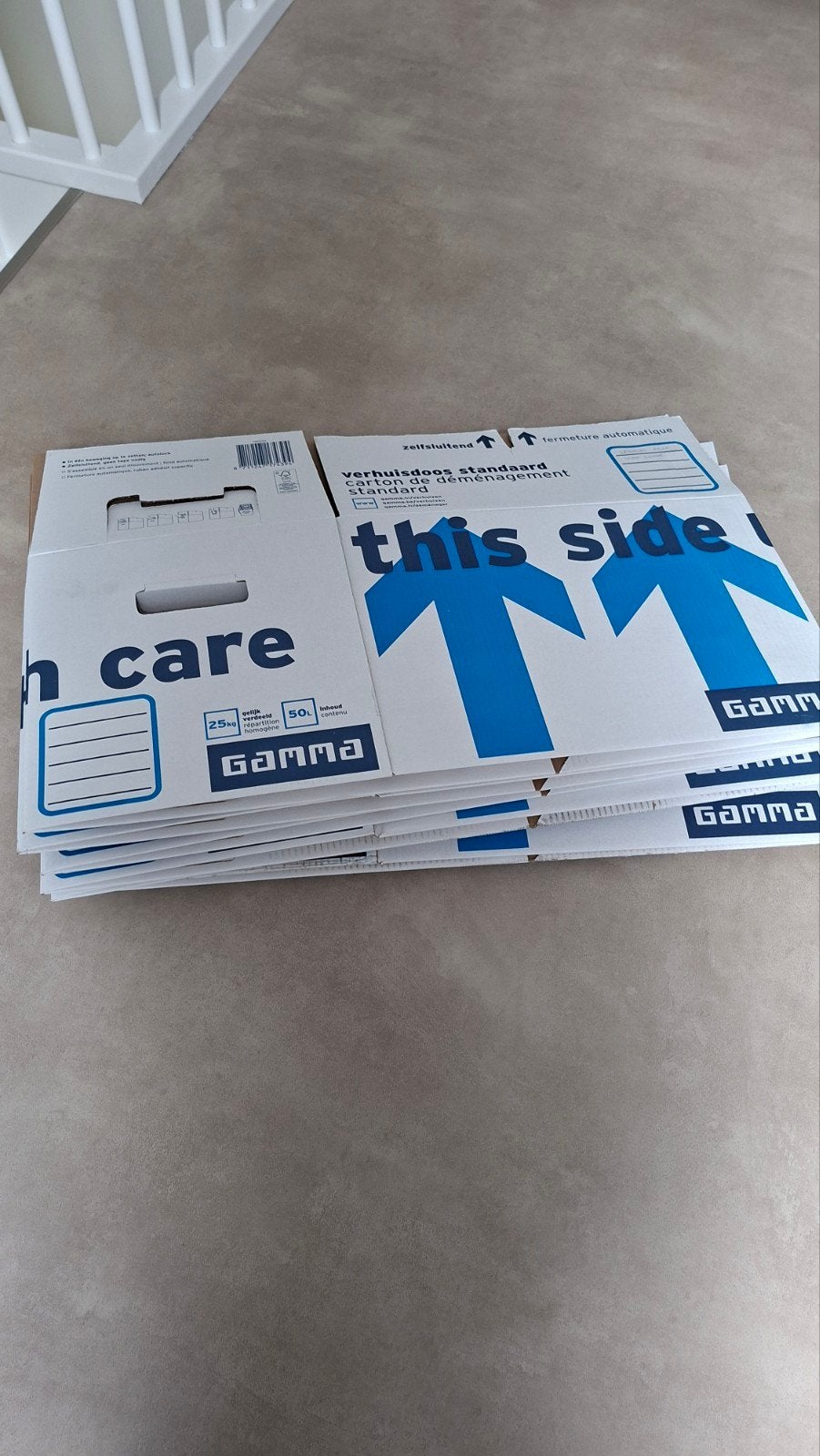 7 Gamma verhuisdozen - nog in goede staat, Ophalen, Gebruikt, Minder dan 50 cm