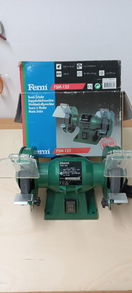 Ferm werkbankslijpmachine FSM125, Ophalen, Zo goed als nieuw, Minder dan 700 watt, Werkbankslijpmachine