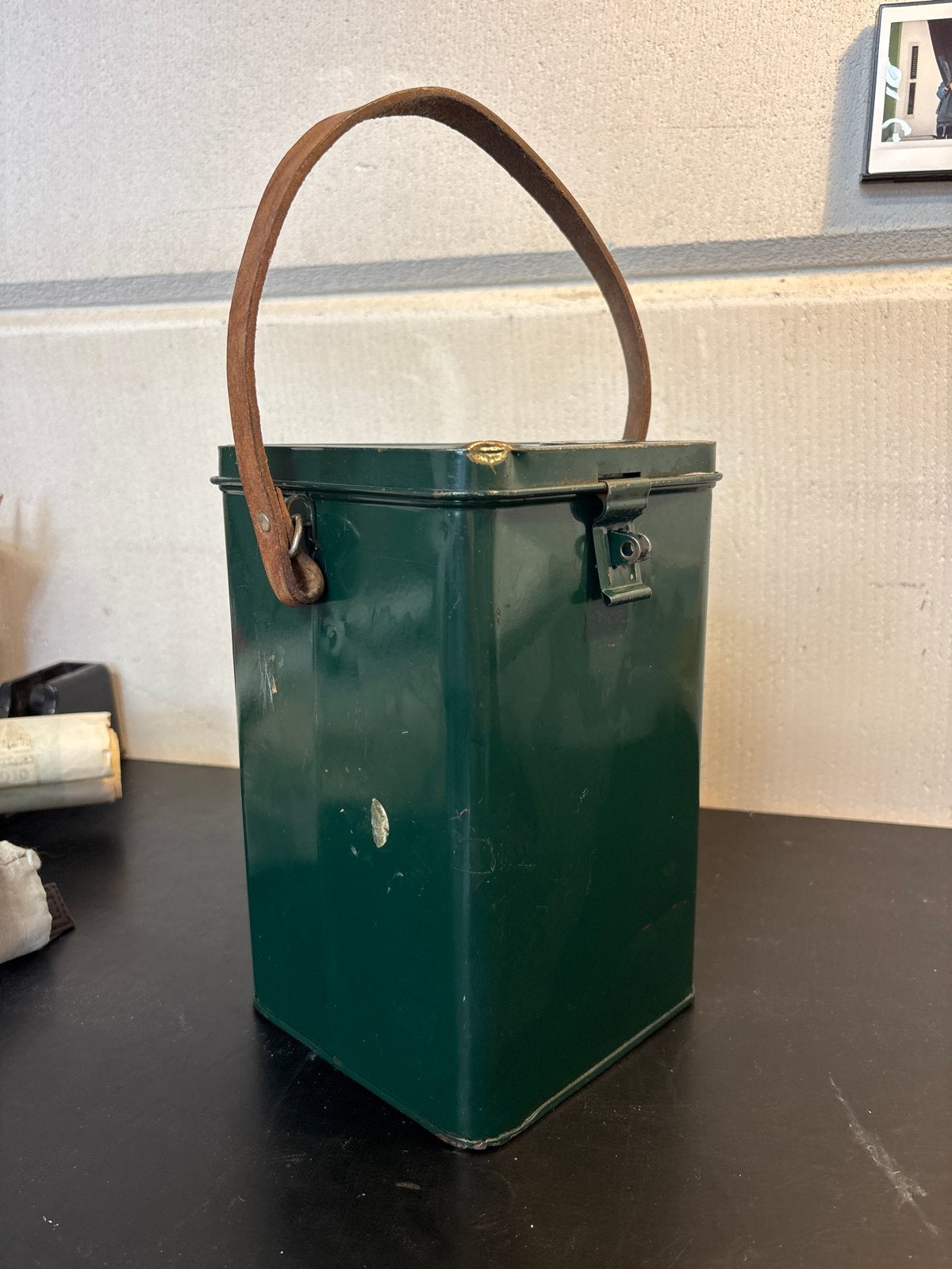 Vintage Groene Metalen Collectebus, Ophalen of Verzenden