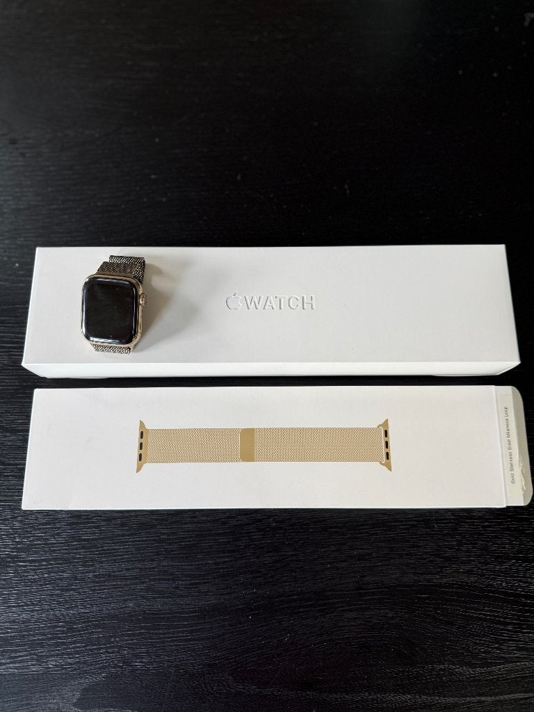 Apple Watch series 7 41mm Stainless Steel Gold, Sieraden, Tassen en Uiterlijk, Smartwatches, Ophalen, Gebruikt, Apple Watch ⌚️