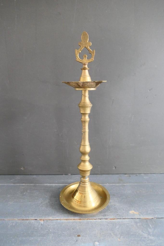Antieke Indiase olielamp messing Kuthu Vilakku, Antiek en Kunst, Antiek | Koper en Brons, Verzenden, Koper