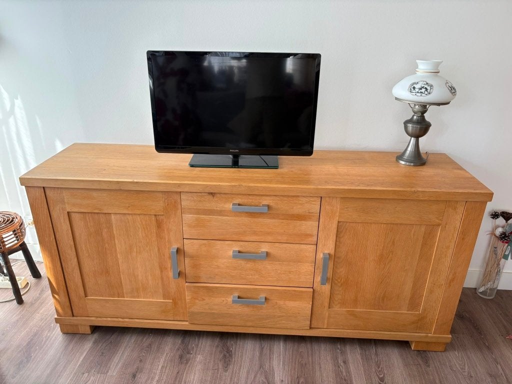 Dressoir 1 deur, 3 laden, 1 deur, Huis en Inrichting, Kasten | Dressoirs, Ophalen, Met deur(en), 150 tot 200 cm, Eikenhout