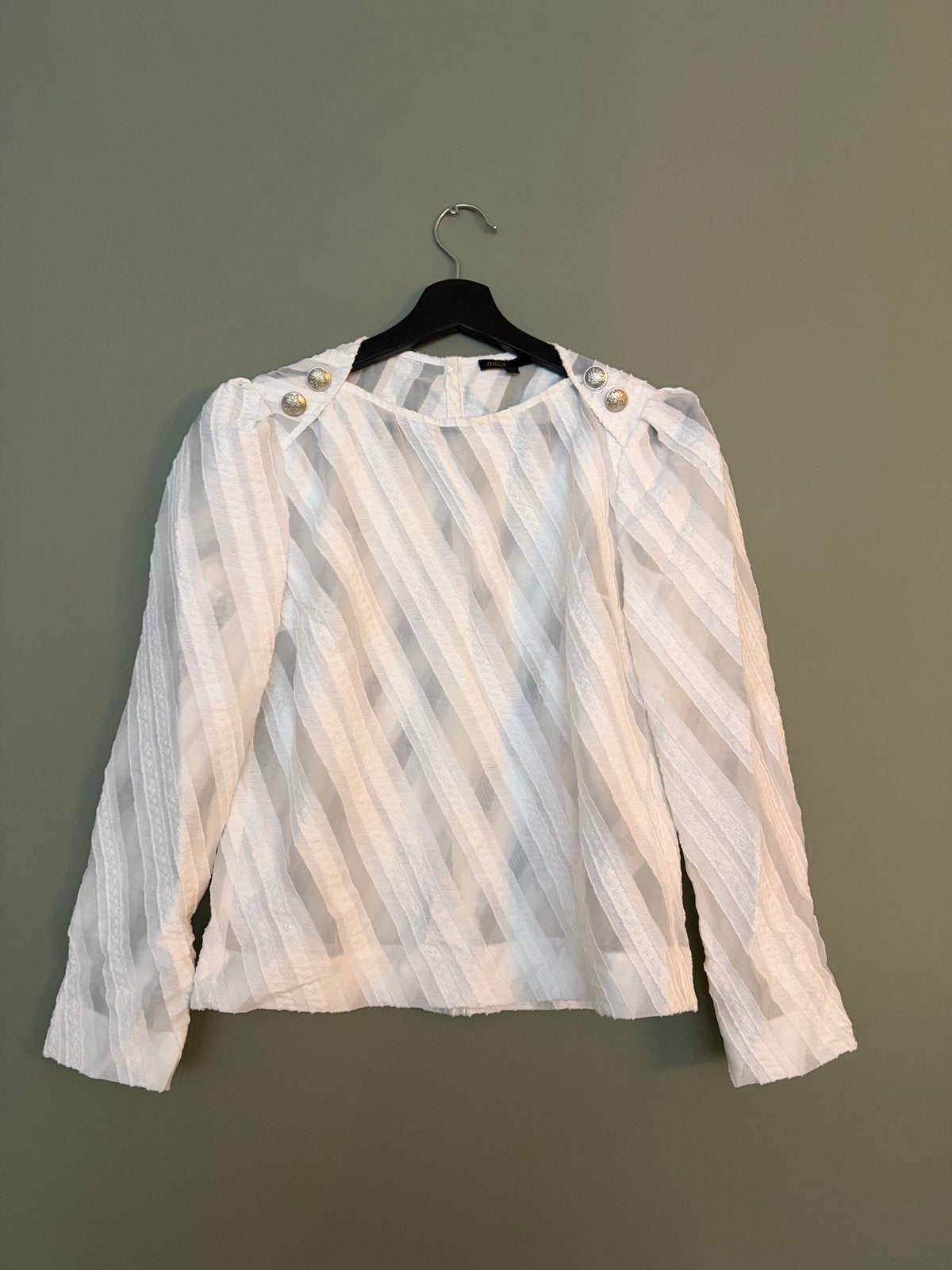 Maje witte blouse met gouden knopen - maat 1, Kleding | Dames, Ophalen of Verzenden, Zo goed als nieuw, Maat 36 (S), Wit