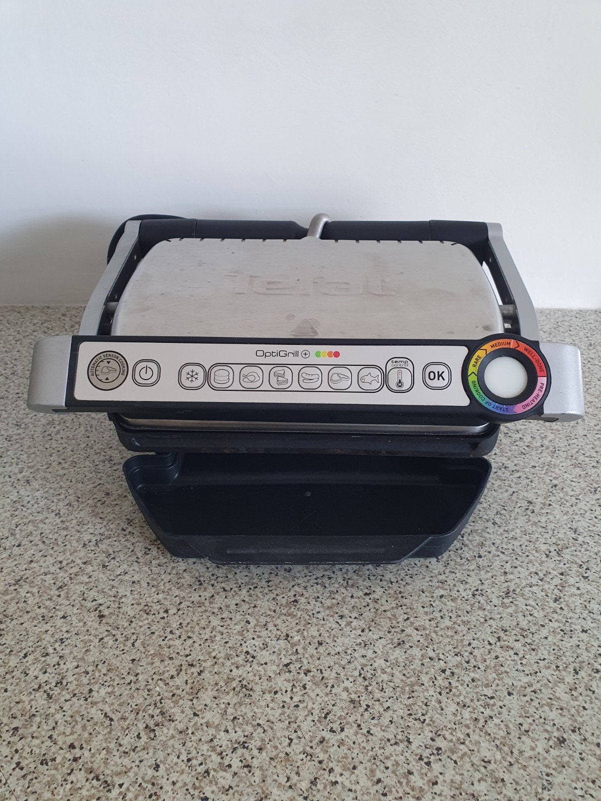 Tefal OptiGrill+ grill met automatische sensor, Ophalen, Uitneembare platen, Zo goed als nieuw