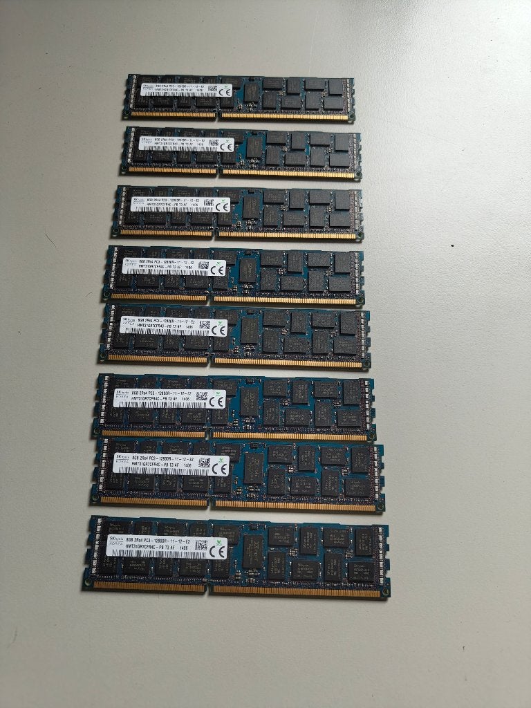 64gb (8x8gb) ddr3 ECC, Gebruikt, Server, DDR3, Ophalen of Verzenden