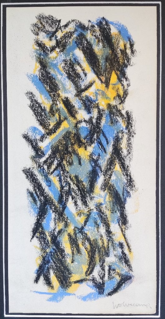Theo Wolvecamp (1925-1992) - Compositie zonder titel, Antiek en Kunst, Kunst | Tekeningen en Foto's, Ophalen of Verzenden, Tekening