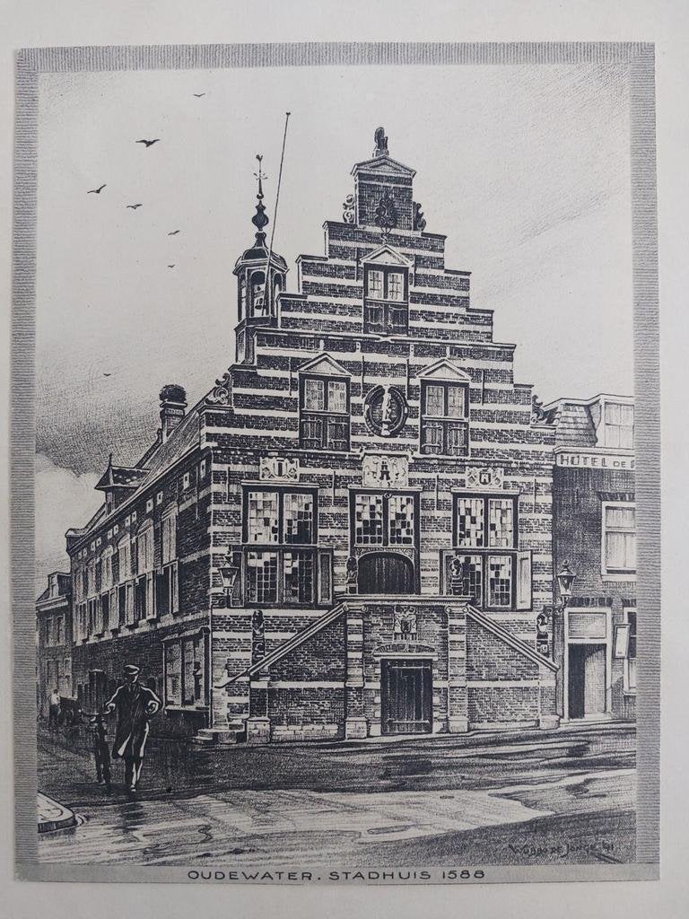 31 / Stadhuis van Oudewater door Wubbo de Jongh, Antiek en Kunst, Ophalen of Verzenden