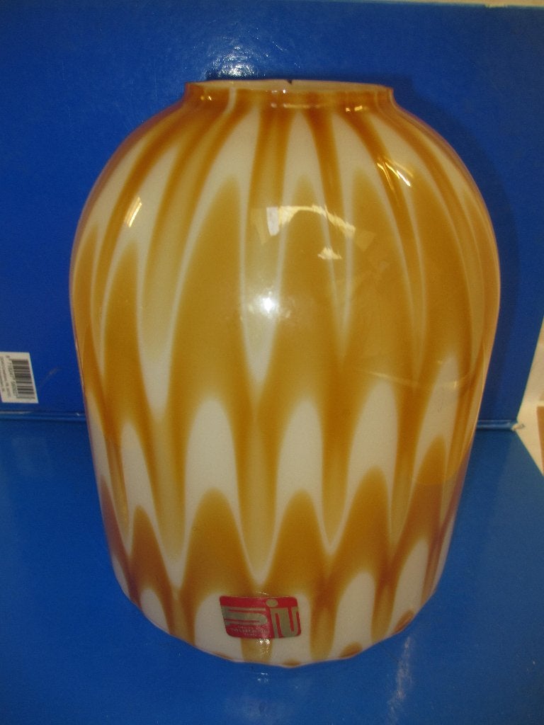 Murano Italy opaline lampenkap jaren 70 golvend patroon, Ophalen of Verzenden, Gebruikt, Rond, Hanglamp