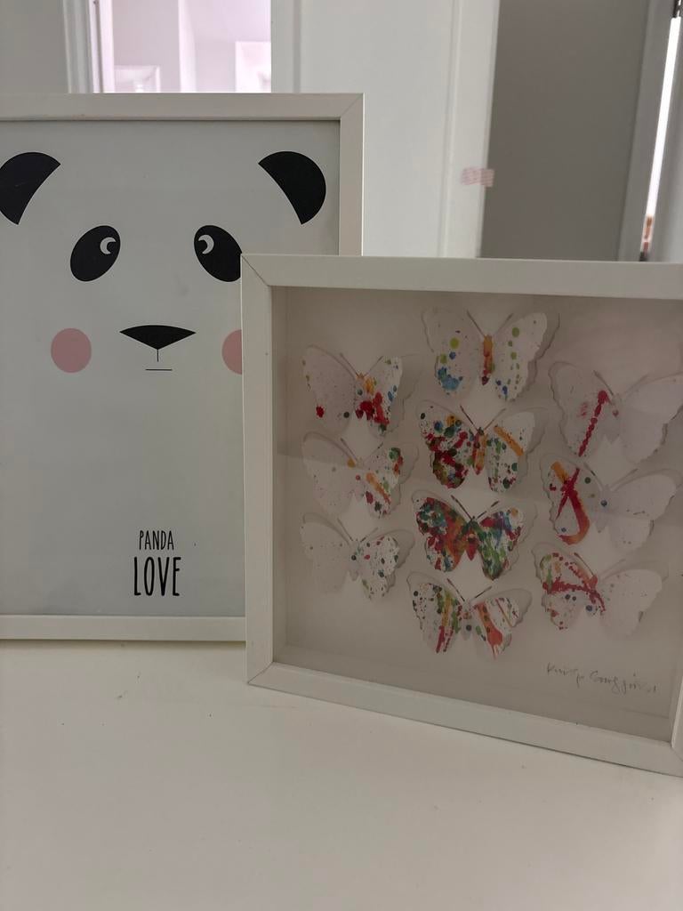 Leuke wanddecoratie: Panda Love en vlinders, Ophalen of Verzenden, Zo goed als nieuw