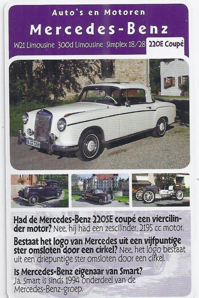 Kw2280 autokaartje mercedes benz 220e coupe, Ophalen of Verzenden, Zo goed als nieuw, Auto's