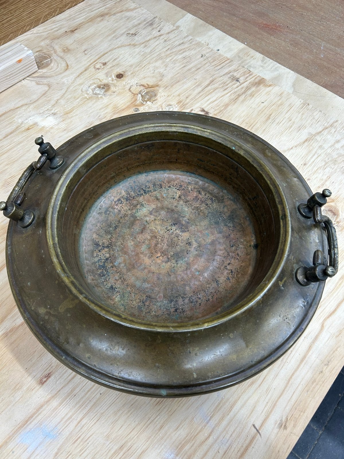 Antieke koperen/bronzen pot met handvatten, Ophalen of Verzenden, Koper