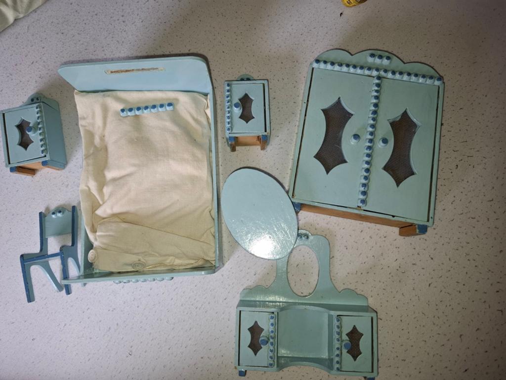 Vintage Poppenhuis Meubels Set - Op te knappen, Ophalen of Verzenden, Gebruikt, Poppenhuis