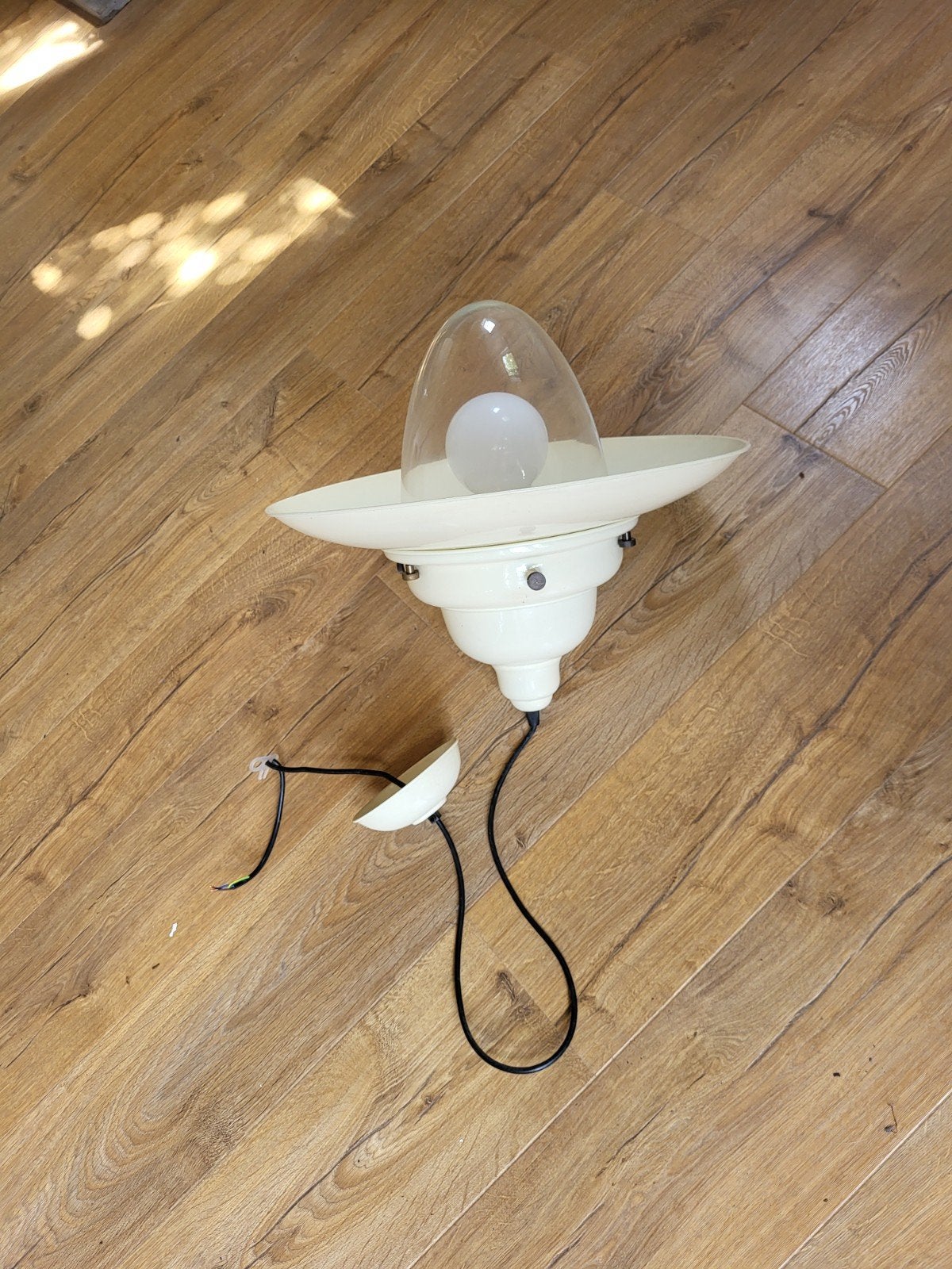 Vintage Scheepslamp / Buitenlamp - Crème Wit, Antiek en Kunst, Ophalen