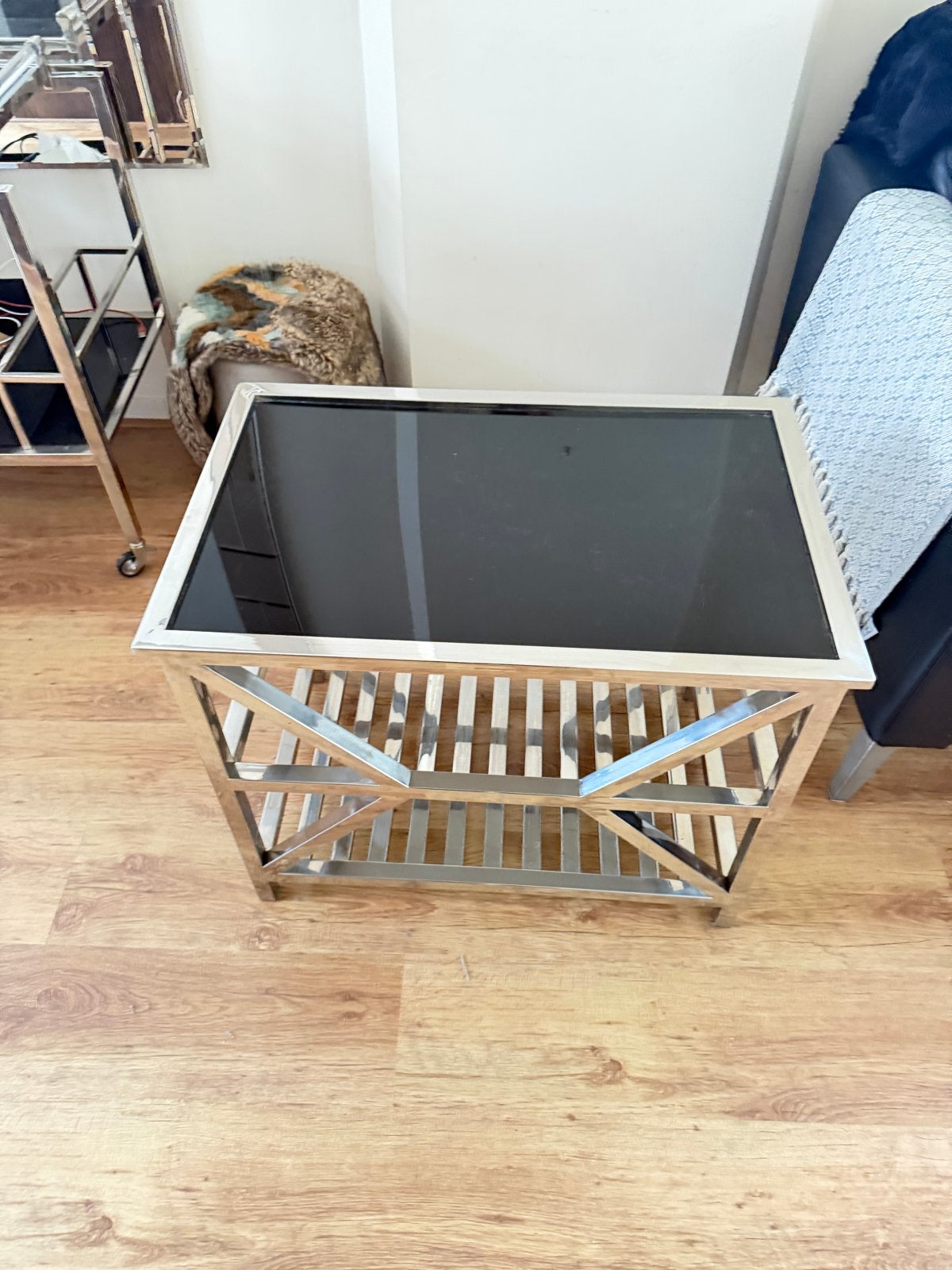 Eichholtz sidetable met glazen blad, Huis en Inrichting, Ophalen, Gebruikt, 50 tot 100 cm, Glas
