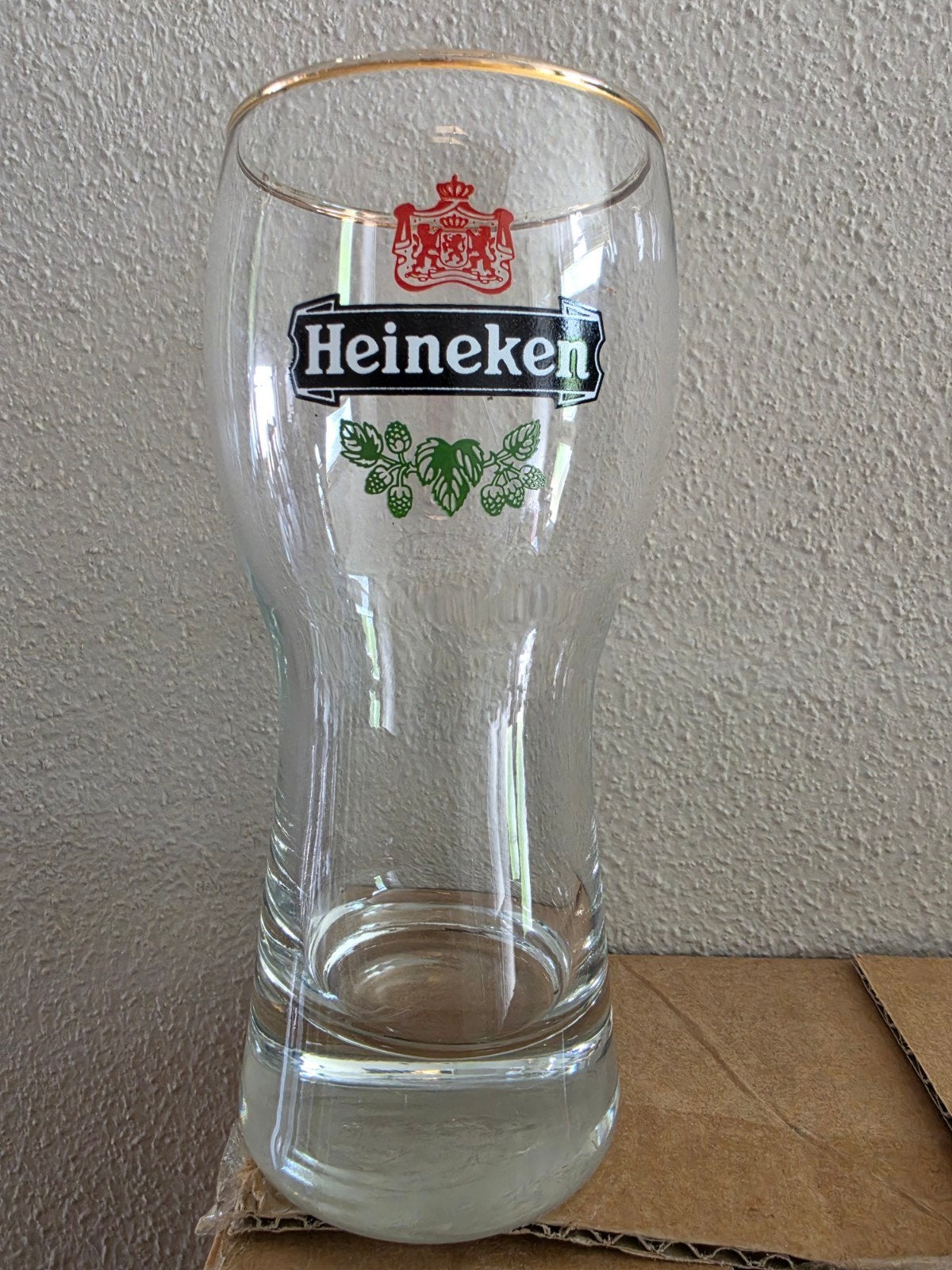 Heinekenglas met export kroontje, Ophalen, Gebruikt, Glas of Glazen, Heineken