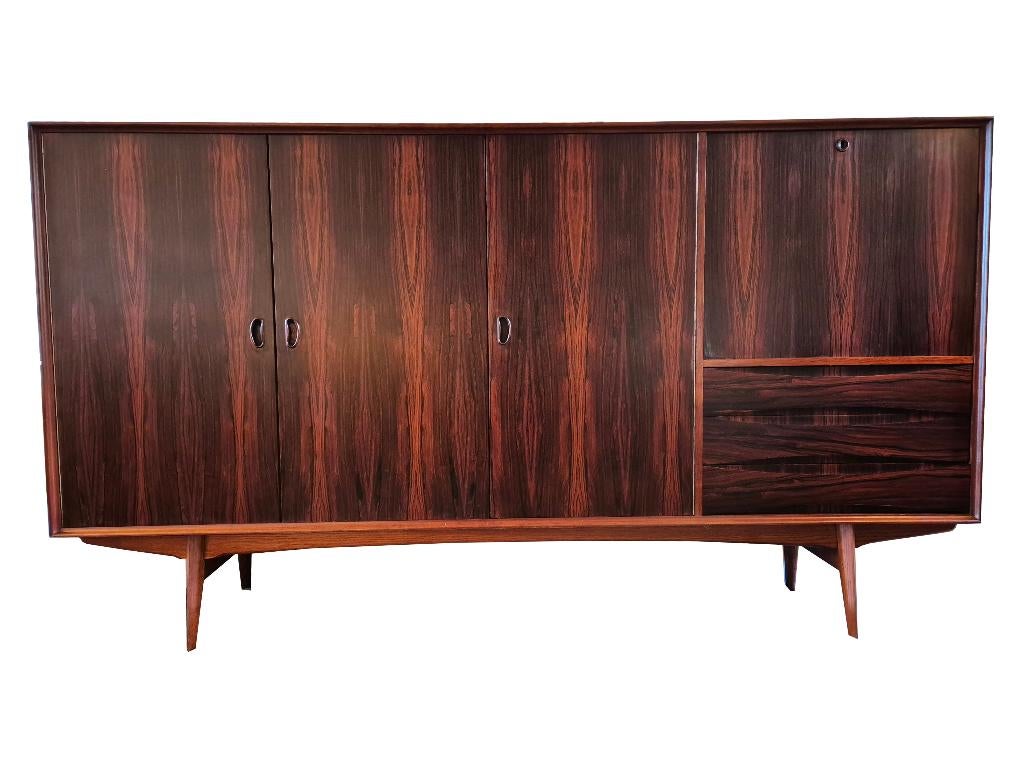 Zeldzaam vintage Oswald Vermaercke design rosewood Highboard, Huis en Inrichting, Ophalen, Gebruikt, 100 tot 150 cm, Met deur(en)