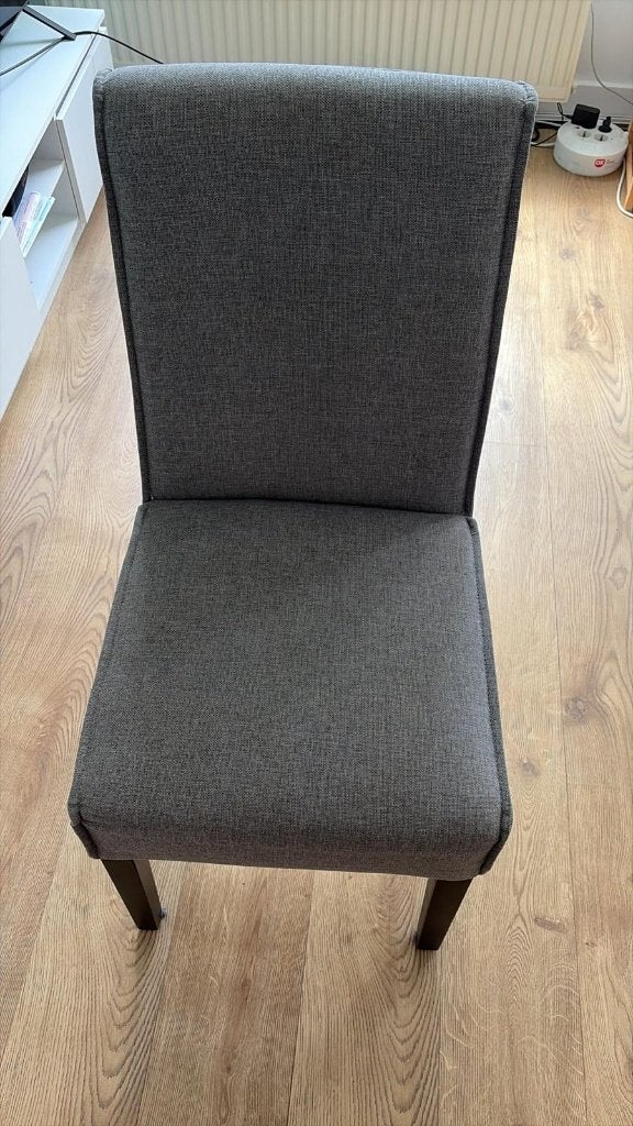 Stijgerhouten tafel + 6 stoffen stoelen, Ophalen, Gebruikt, 50 tot 100 cm, Vijf personen of meer